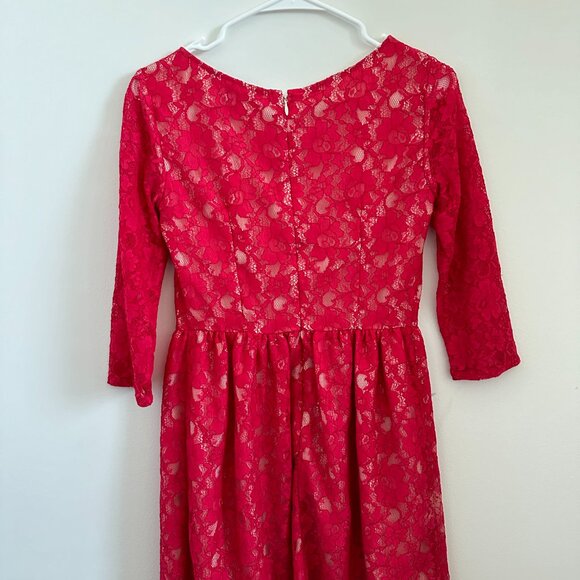 FRENCH CONNECTION HOT PINK LACE DRESS - SIZE US 2 - Picture 2 of 4